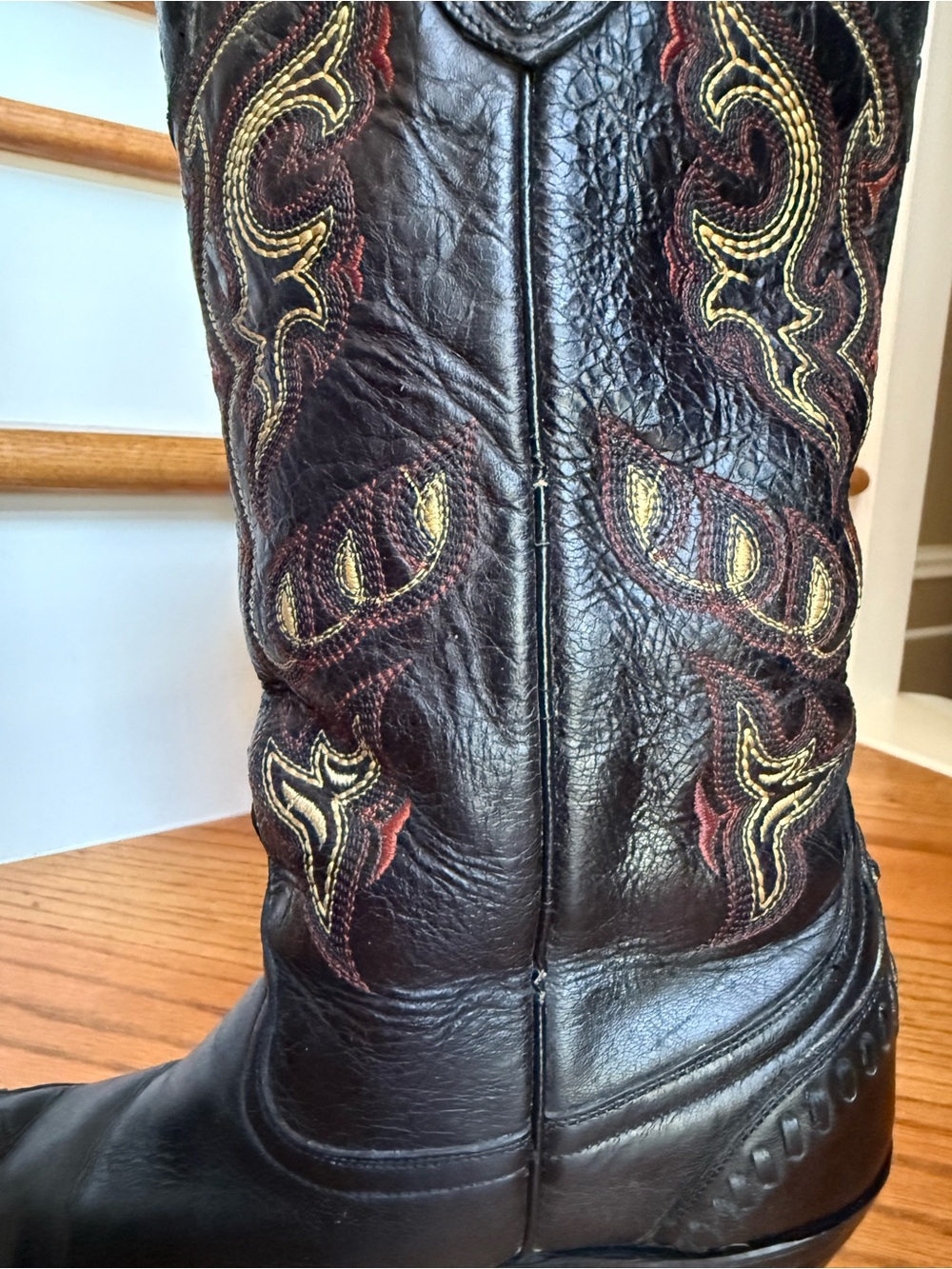 Lucchese Black Leather Western Cowboy Women's Boots Size: 8B Made In Mexico - Picture 8 of 16